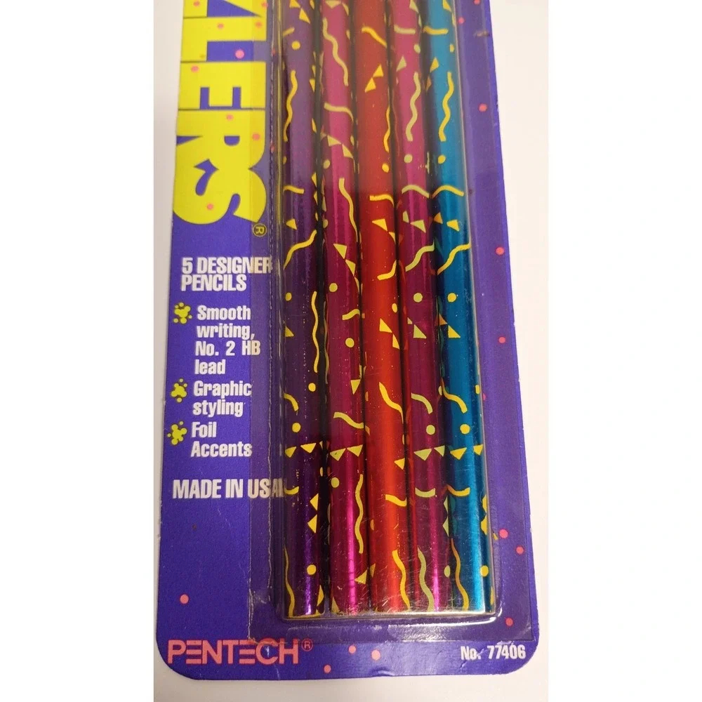 Vintage NEW 1990 Pentech Sizzlers Pencils Holographic Metallic Nostalgic